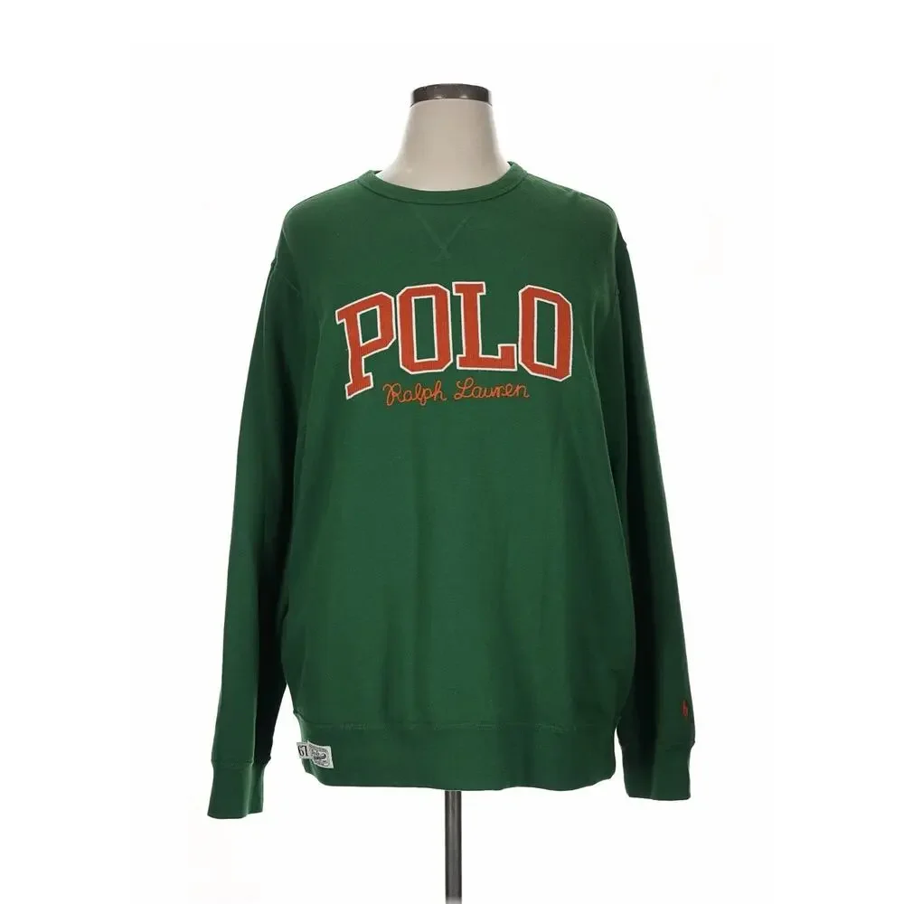 Polo Ralph Lauren Dark Green Orange CORDUROY LOGO Sweatshirt Men's XL PONY